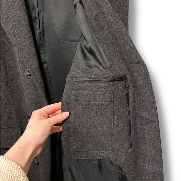 Loro Piana x J. Hilburn Men’s Wool Cashmere Long Charcoal Grey Coat Size Small - Picture 11 of 16